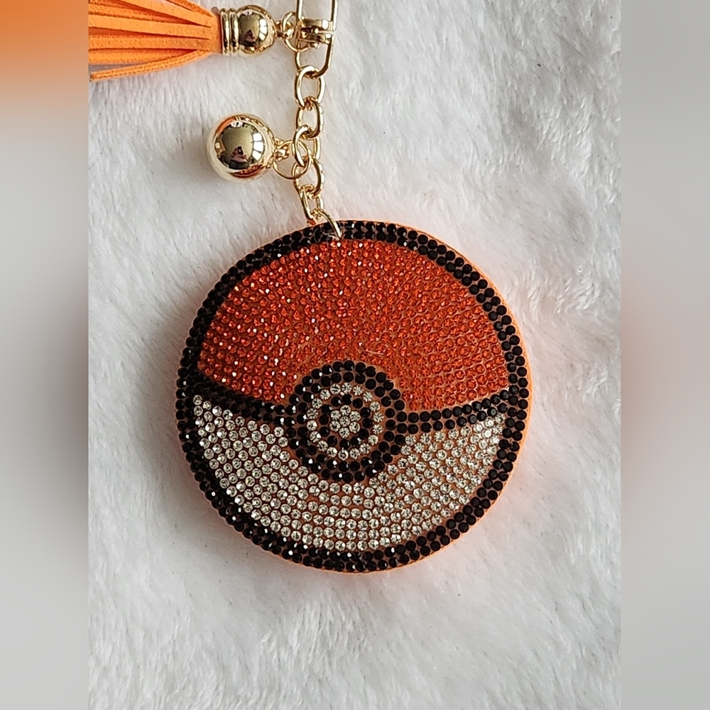Orange and Gold Poké Ball Pokemon Keychain Bag Charm - Picture 2 of 4